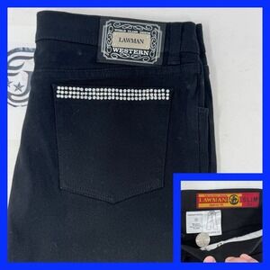 Lawman Western Slim Fit Womens‎ Jeans Rhinestone Studded Pockets Black Size 13